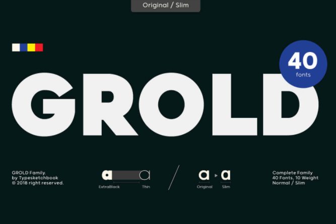 O-design Grold Font Family of 40 Post-Geometric Fonts