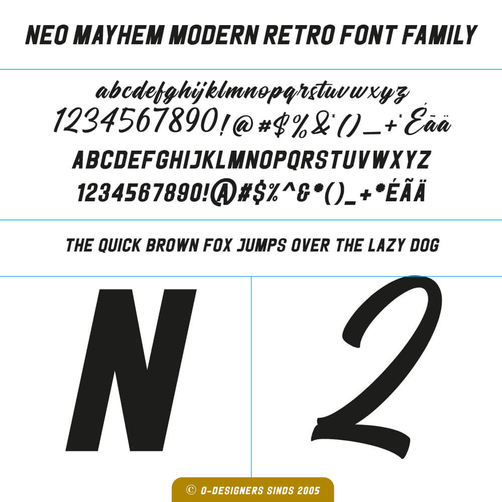 O-design Neo-Mayhem Modern Retro Font Family