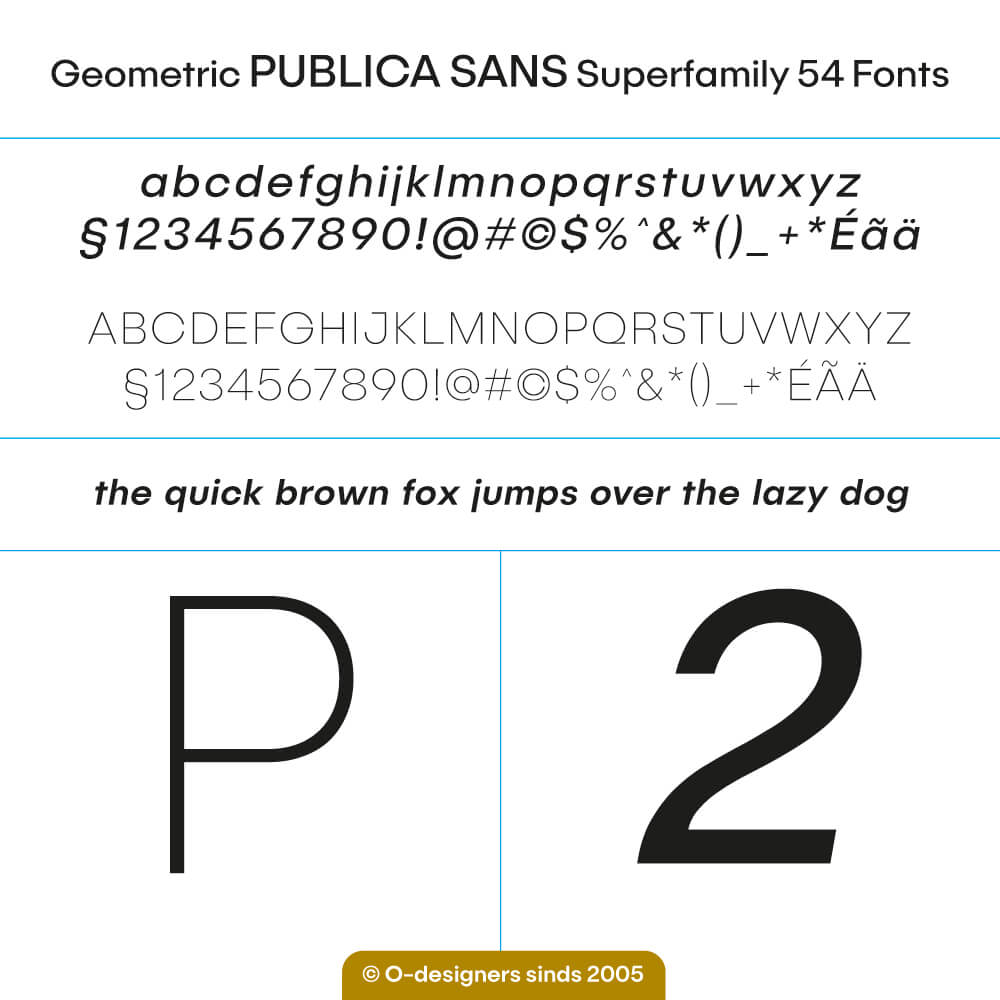 O-design Geometric Publica SANS Superfamily of 54 Fonts