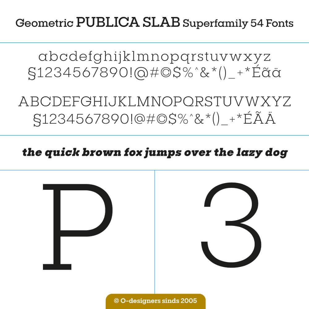 O-design Geometric Publica SLAB Superfamily of 54 Fonts